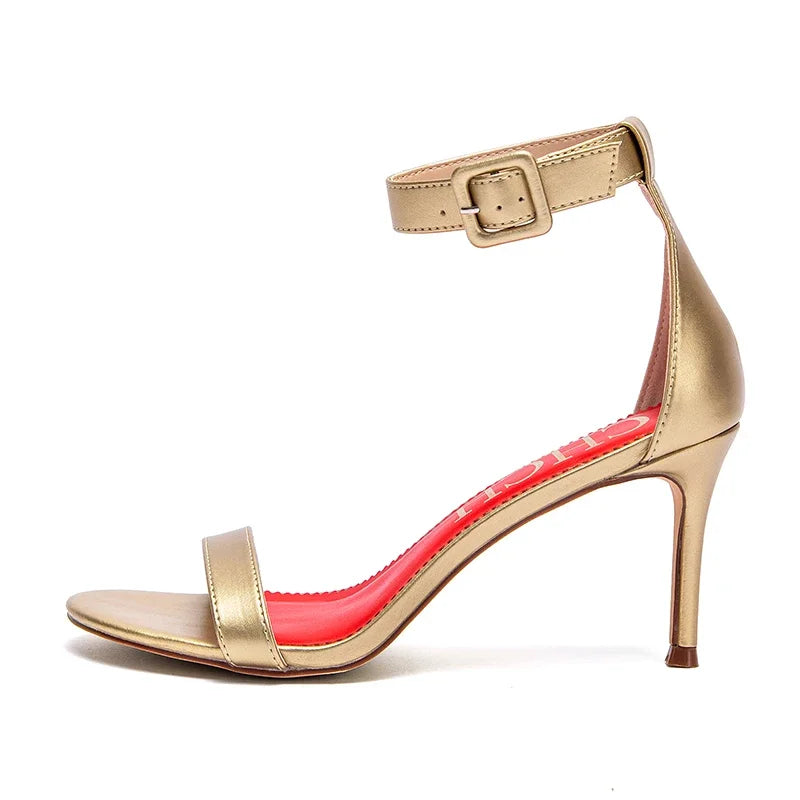 High heels sandals luxury brand 2025 summer new simple design wrap heel