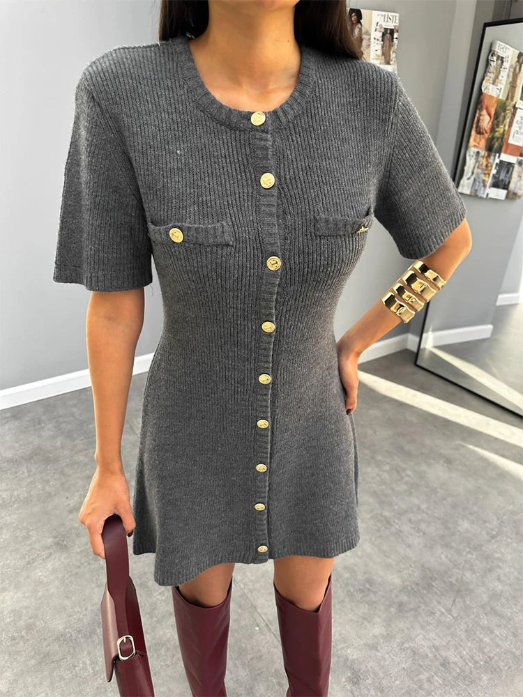 High-Waist Bodycon Short-Sleeve Mini Dress | OWNLUXE