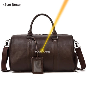 Vintage Leather Travel Duffle – 100% Cowhide | Sac de Voyage en Cuir Véritable