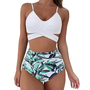 High-Waist Floral Ruched Bikini Set | OWNLUXE