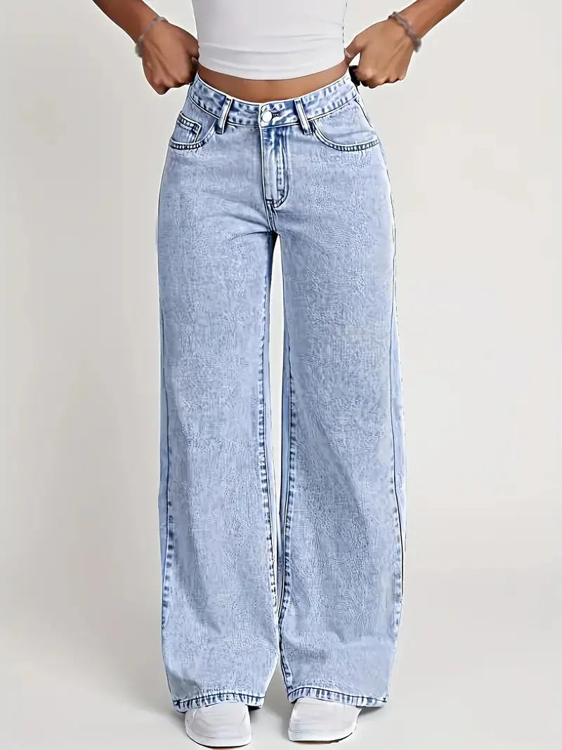 Relaxed Wide-Leg Denim Pants | OWNLUXE