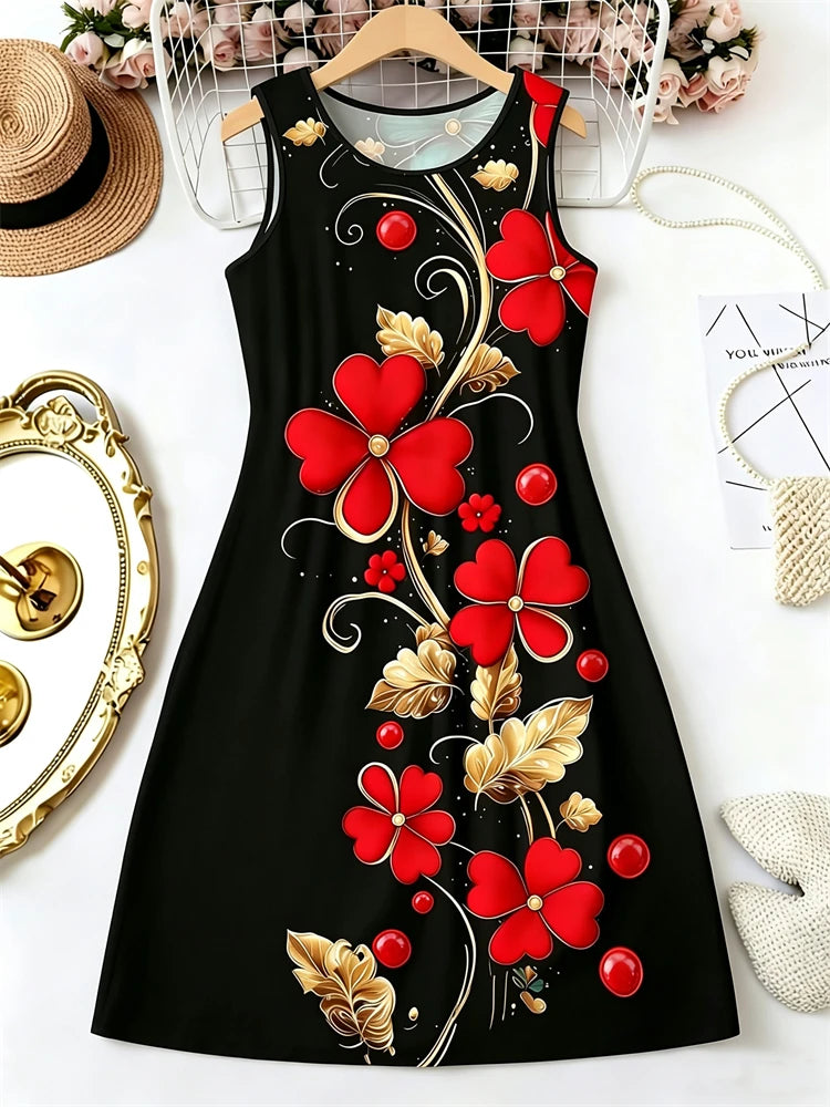 3D-Print Floral Print Sleeveless Printed Street | OWNLUXE