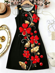 3D-Print Floral Print Sleeveless Printed Street | OWNLUXE