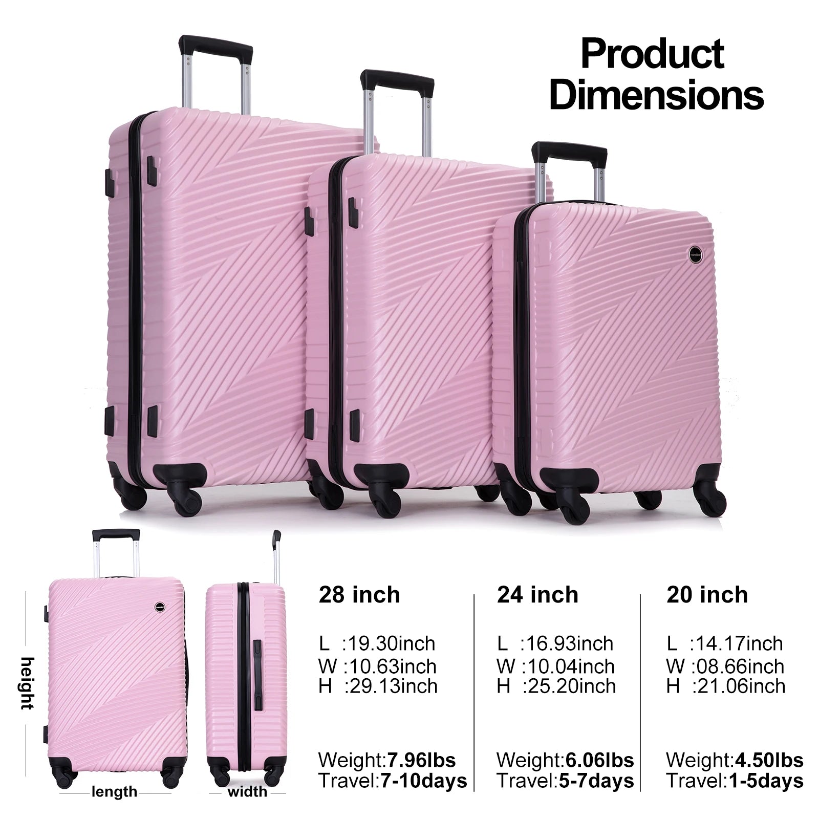 3 Piece Durable, Spacious, Secure Travel Solution