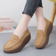 Women's Suede Platform Loafers - Slip-on Flats | OWNLUXE
