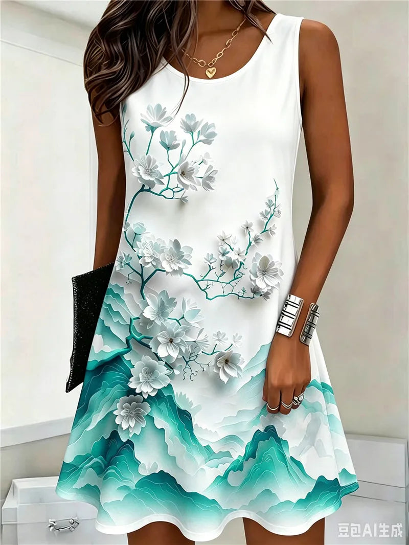 Mini Sleeveless Floral Printed Dress | OWNLUXE