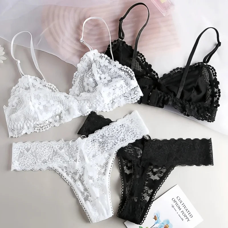 Lace Push Up Bra and Brief Set – Wire Free & Ultra Thin
