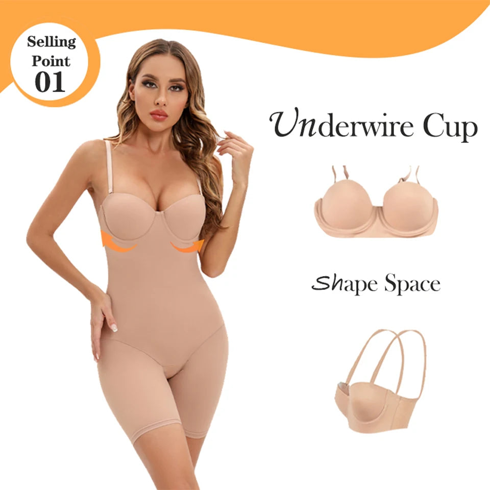 Medium Control Underwire Bodysuit Shaper with Cups