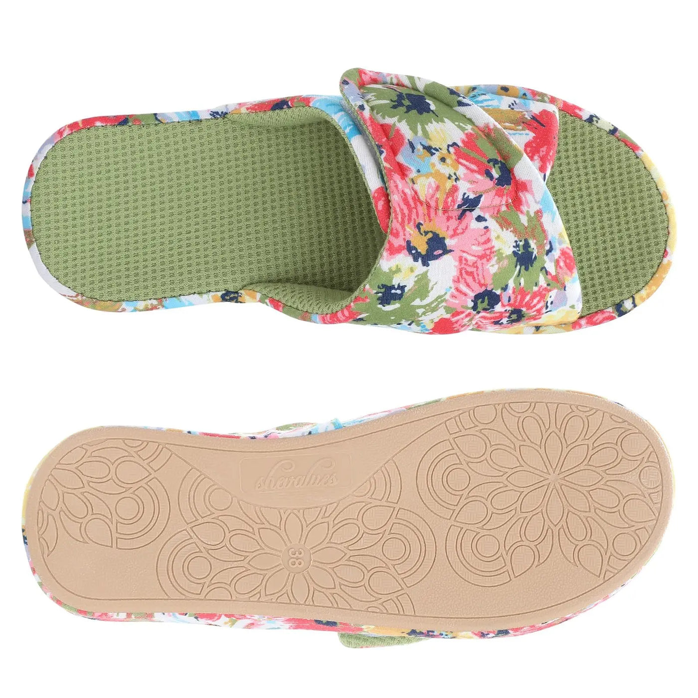 Women’s Waffle Cotton House Slippers with Arch Support