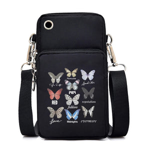 New Butterfly Mobile Phone Bag Women Messenger Bag Hanging Neck Purse Vertical Handbag Watercolor Butterfly Small Crossbody Bag