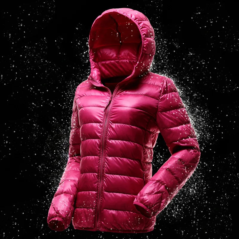 Women Hooded Short Puffer Jackets Arrivals 90 White Duck | OWNLUXE