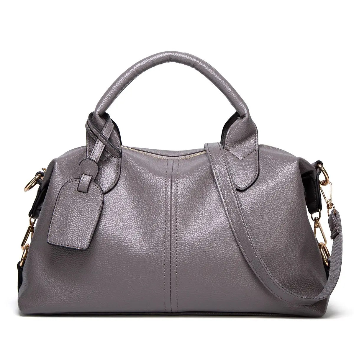 Women's Flannel Boston Bag – Business Tote with Chain Detail & Drawstring