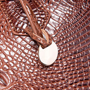 Crocodile Embossed Leather Handbag - Classic Shoulder Bag