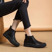 Women's Round Toe Leather Retro Boots – Shop at OWNLUXE