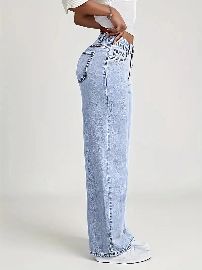 Women's Wide Leg Denim Pants American | OWNLUXE