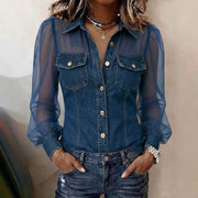 Women's Mesh Denim Vintage Top | OWNLUXE