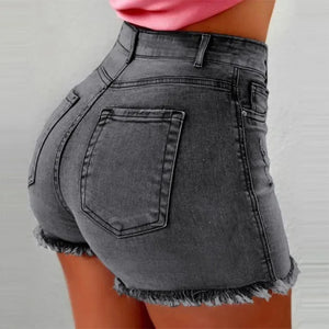 High-Waisted Patchwork Denim Shorts – Casual Summer Essential