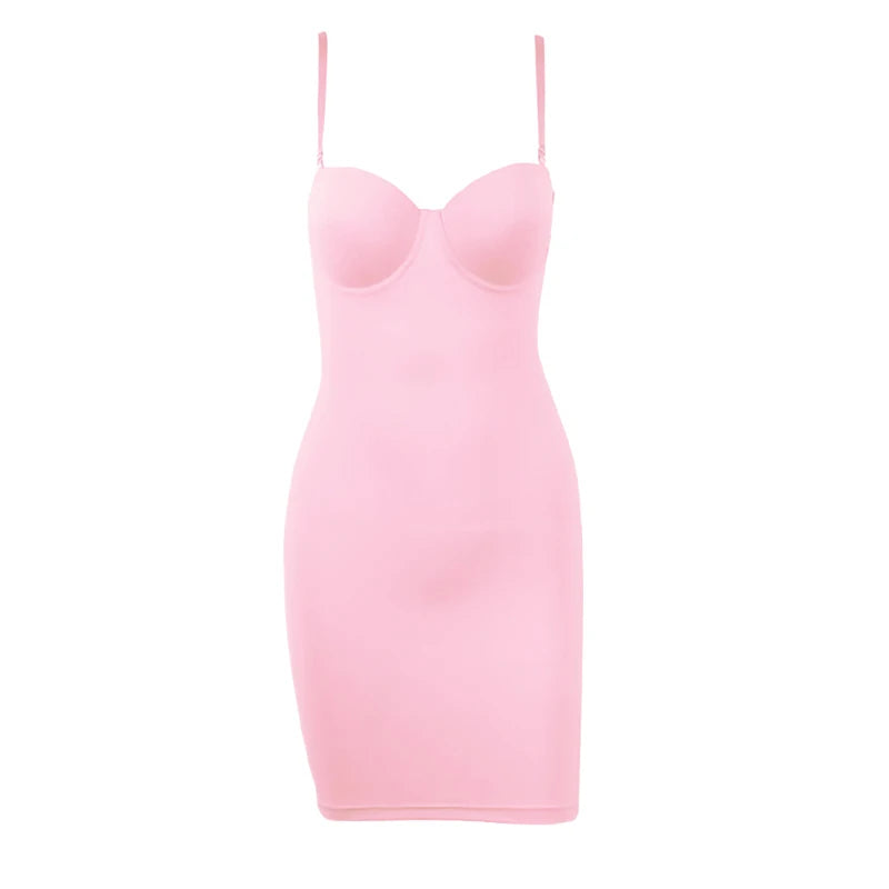 Full Length Shapewear Slip Dress - Slimming Body Shaper with Underwire Support