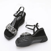 Women's Velvet Wedge Sandals – Shop at OWNLUXE