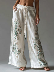 Women's 3D Cat Print Wide Leg Pants - Casual Straight Leg Trousers
