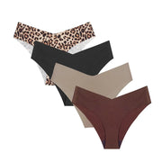 Women's Ice Silk Seamless Bikini Briefs 4-Pack | Leopard Print | OWNLUXE