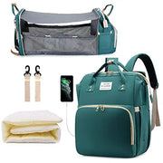 3-in-1 Diaper Bag Backpack with Foldable Baby Bed & USB Charging | OWNLUXE