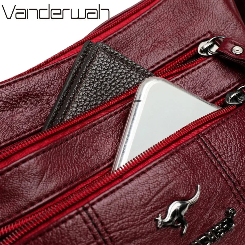 Multi-Pocket Leather Crossbody Bag | OWNLUXE
