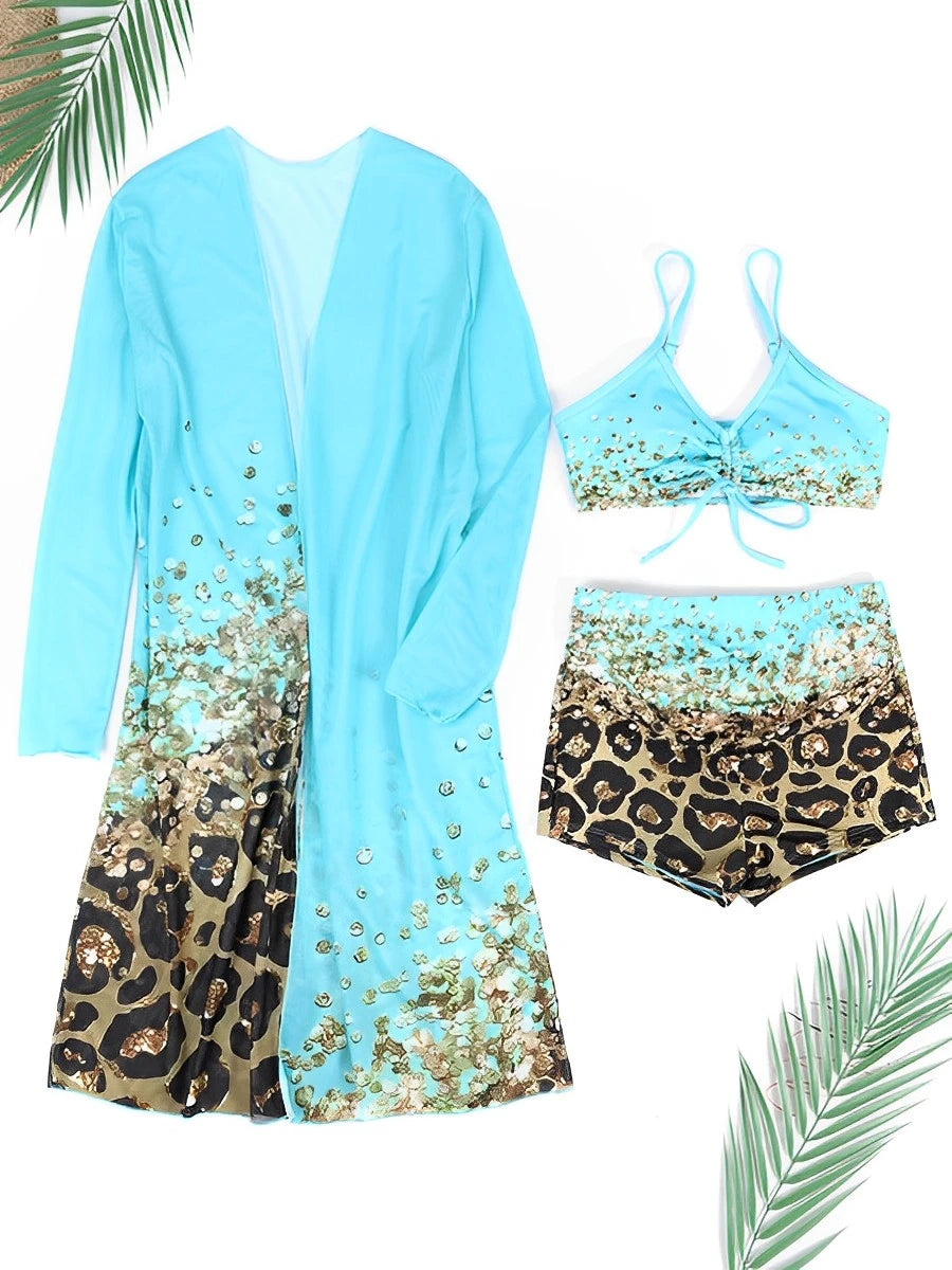 Printed High-Waist Bikini Set with Wire-Free Top