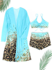 Printed High-Waist Bikini Set with Wire-Free Top