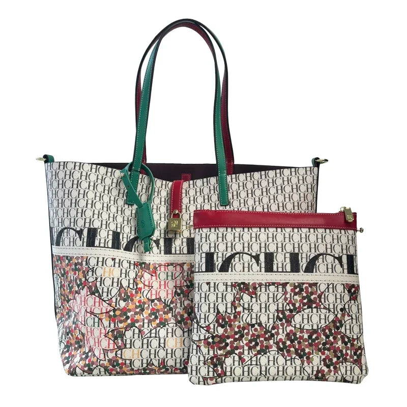 CH Women's Printed Handbag - Large Capacity Commuter Bag
