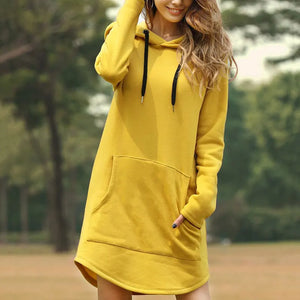 Casual Women's X-Long Hooded Pullover Hoodie
