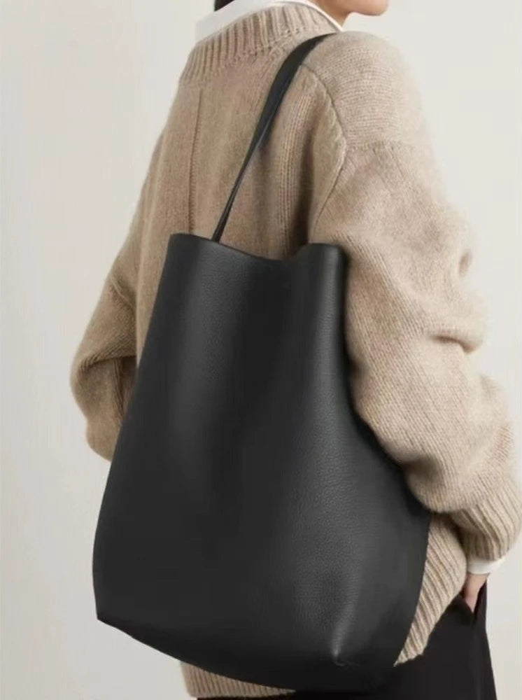 Soft PU Leather Bucket Bag Large Capacity Commuter Shoulder Handbag Lychee Pattern Women's Underarm Female Ladies Versatile
