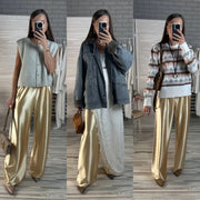 Women's Wide Leg Pants (White) | OWNLUXE