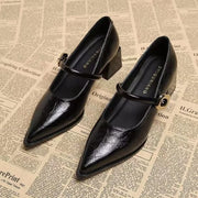 Chunky-Heel Pointed-Toe Mary Jane Pumps – Shop at OWNLUXE