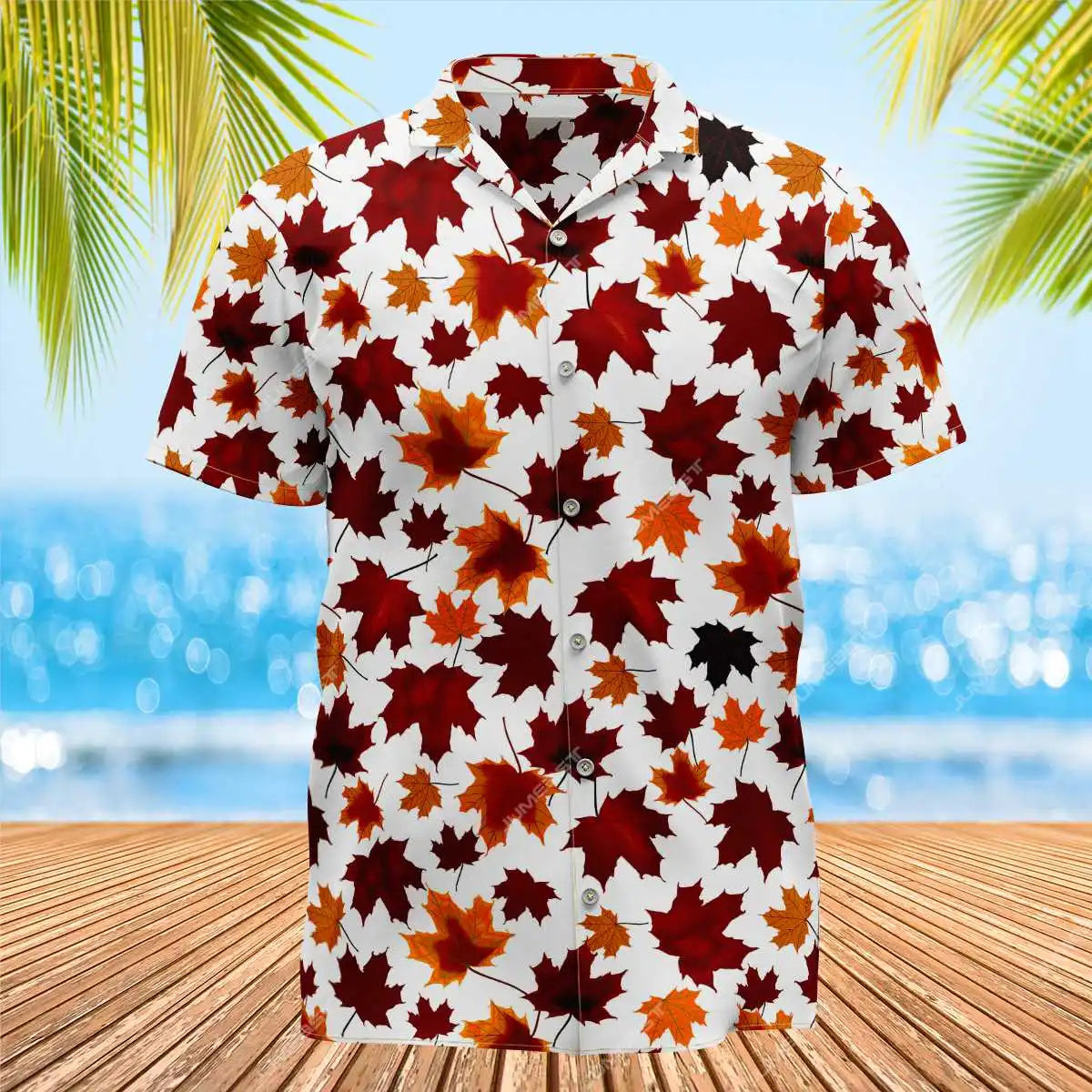 Maple Leaf Hawaiian Aloha Shirt – 3D Print Vintage Fit