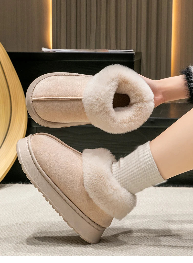 Women’s Plush Snow Boots – Faux Fur Winter Indoor Slippers