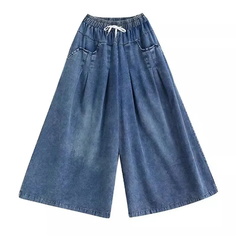 Denim Extended-Size Wide-Leg Pants | OWNLUXE