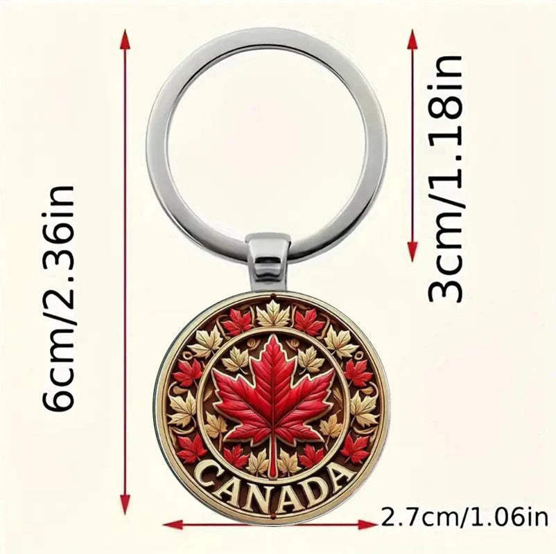 Retro Red Maple Leaf Keychain – Canadian Pride Bag Charm & Car Pendant