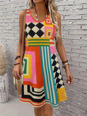 Floral Print Sleeveless Round-Neck Dress | OWNLUXE