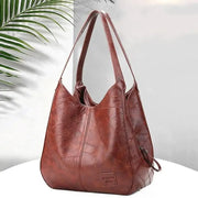 Vintage PU Leather Shoulder Bag – Structured Bucket Design