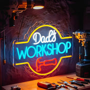 Dad's Workshop Neon Sign Fathers Day Gift Custom Accessory | OWNLUXE