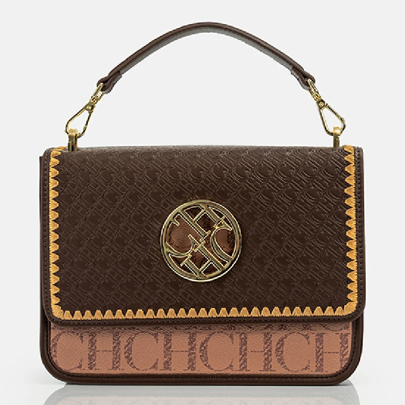 Letter Embossed Shoulder Bag - Luxury Party Handbag