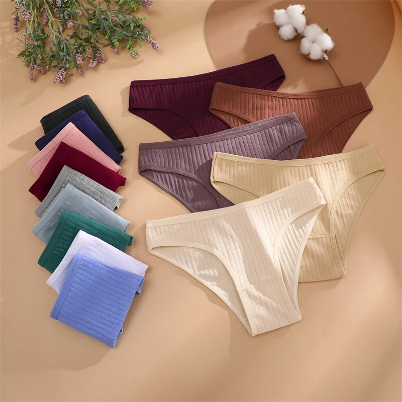 Women's Cotton Low-Rise Briefs 4-Pack | Stripes & Solids | OWNLUXE
