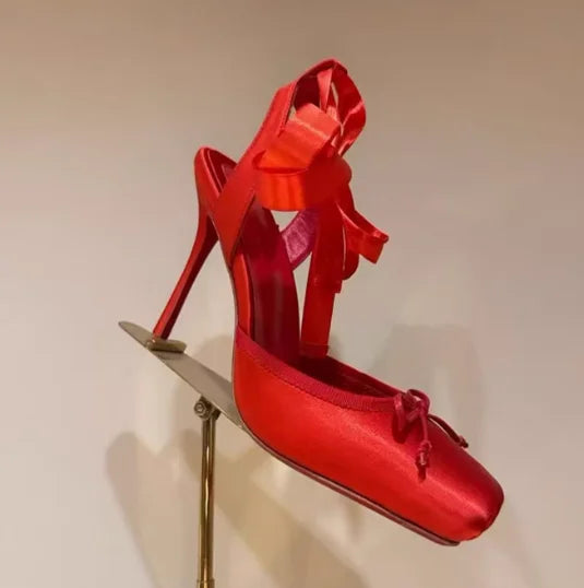 High-Heel Satin Bow-Detail High Heels | OWNLUXE
