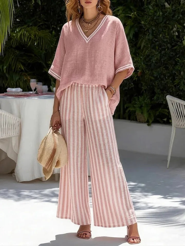 Women's Wide Leg Striped Pants | OWNLUXE