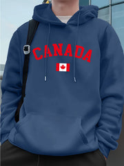 Canada Flag Print Hoodie – Men's Loose Fleece Sweatshirt Street Style | OWNLUXE