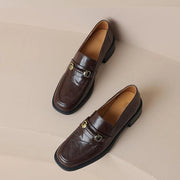 Women's Square Toe Leather Vintage Loafers – Shop at OWNLUXE