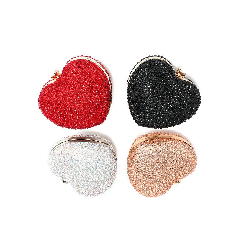 Luxury Diamond Inlay Heart Shape Crystal Clutch Purse | OWNLUXE