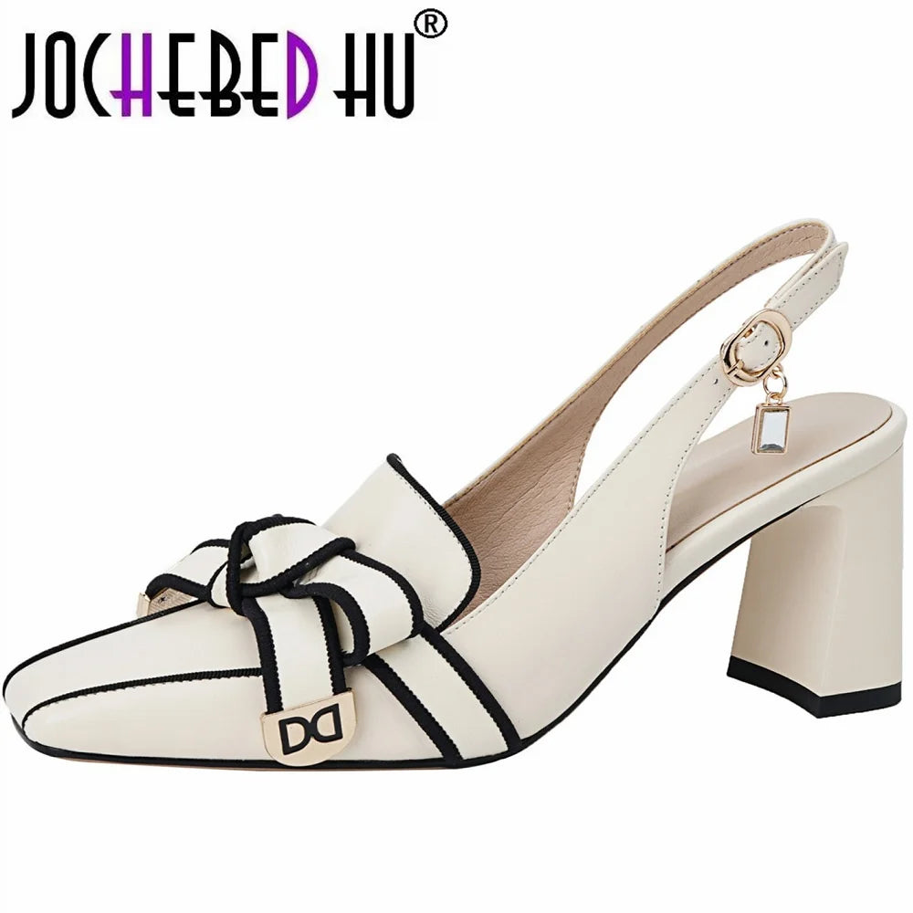 Women's Square Toe Retro Sandals (Beige) | OWNLUXE