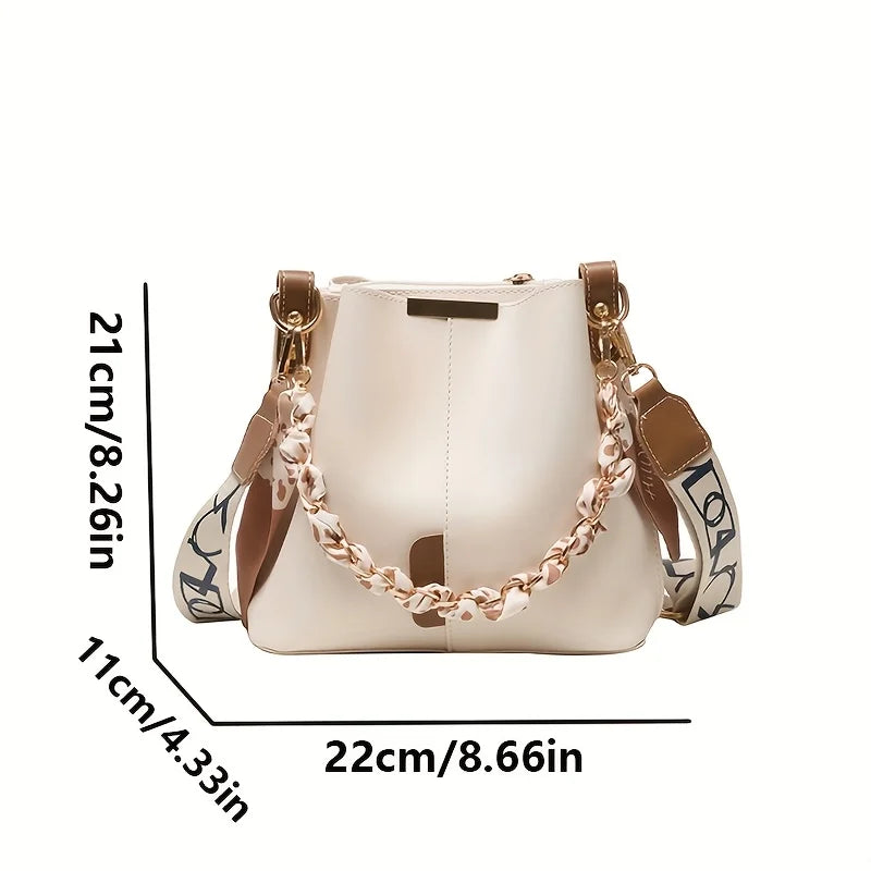 Chain Bucket Bag with Ribbon Detail - Large Capacity Crossbody | OWNLUXE